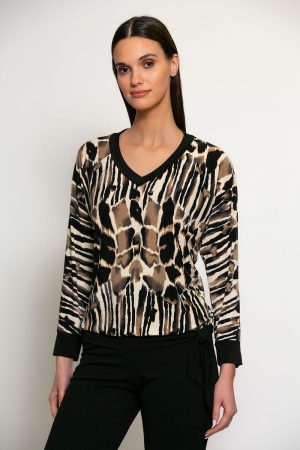 T-shirt op boordje met mooie V-hals