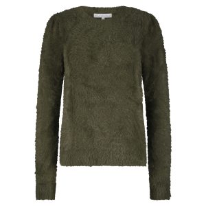 Fuzzy puff sleeve pluche pull