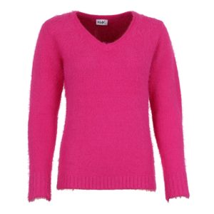 Pluche pull met V-hals