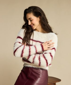 Fuzzy sweater & stripe