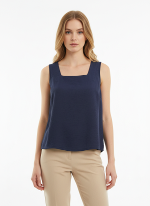 Effen top met vierkante hals