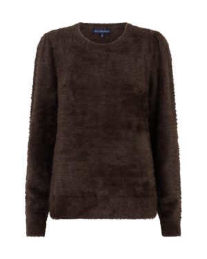 Fuzzy puff sleeve pluche pull