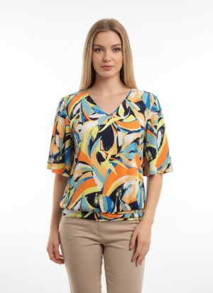 T-shirt met print op boordje