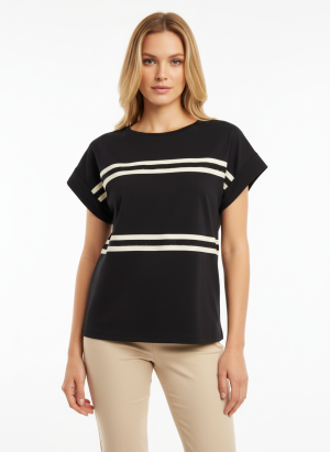 T-shirt met strepen en strass