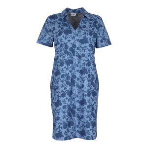 Stretch kleedje jeanslook met bloemen