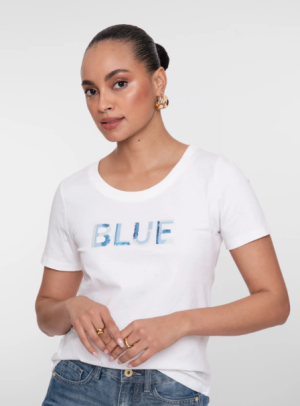 T-shirt met letters in pailletten