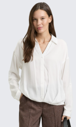 Blouse satijnlook met leuk detail onderaan