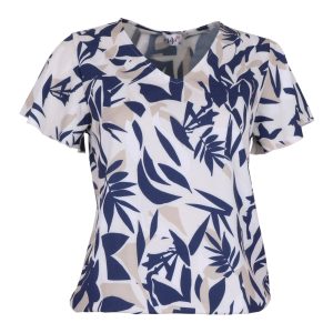 T-shirt met print en fladdermouwtje