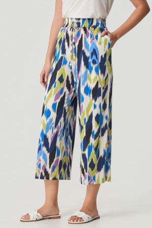 Losse broek met print op rekker 7/8ste