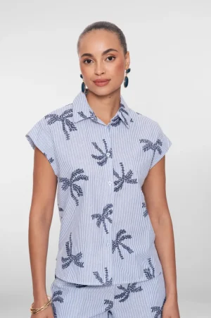 Blouse met strepen en palmboompjes