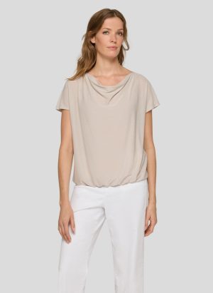 T-shirt met hangkraag en lurex