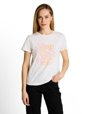 T-shirt met reliëf bloemen