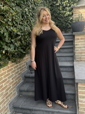 Katoenen lang kleed met mooie rug