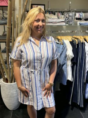 Linnen kleed met strepen