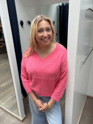 Pluche pull met 3/4de mouw