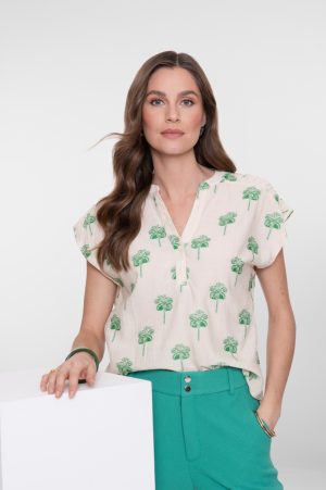 Blouse met palmbomen