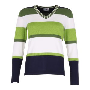 Fijne gebreide pull met strepen