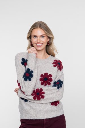 Geisha - Gebreide pull met bloemen