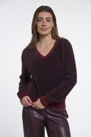 Keath - Pluche pull met v-hals