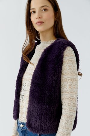 Pluche mouwloos vestje