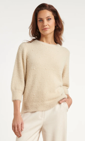 Pluche pull met pareltjes op