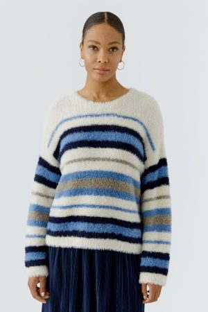 Pluche pull met strepen