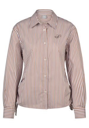 Stretch blouse met strepen en fronsjes