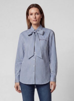 Blouse met strepen en afneembare strik