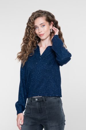 Gebreide pull met lurex