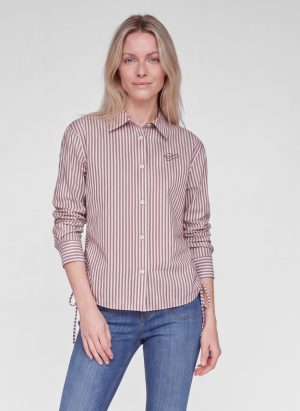 Stretch blouse met strepen en fronsjes