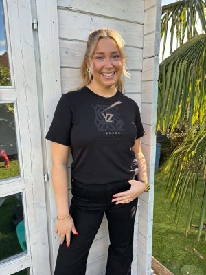 T-shirt met logo in strass